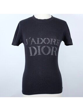 Y2K Vintage Christian Dior Boutique T shirt J'Adore Dior 40 US 8 crystal black